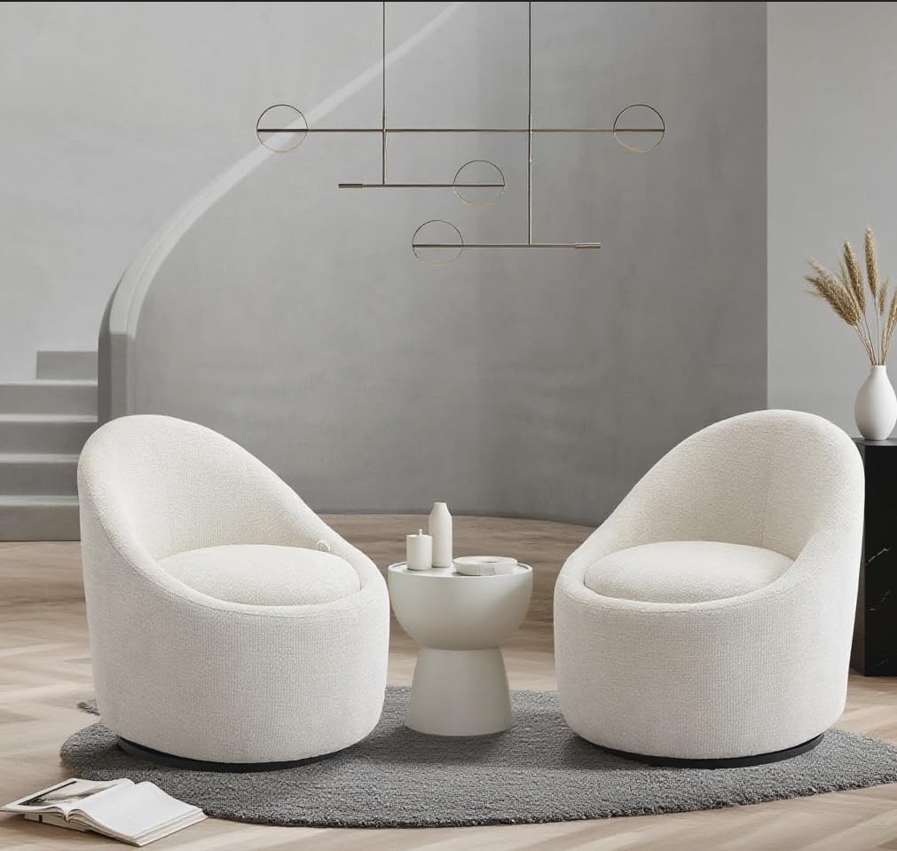 Photo 1 of ** MISSING ONE**Swivel Barrel Accent Chair Set of 2, 360 with Hidden Storage, Modern Small Round Accent Chair for Living Room/Bedroom - Beige