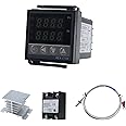 PID Temperature Controller Set, PID Temperature Controllers Thermostat Regulator, SSR 40DA Solid State Relay AC 100 to 240V, White Heat Sink and K Type Sensor Thermocouple