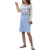 Hupohoi Big Girl's Lovely Cartoon Nightgown Cute Cat Bunny Sleepshirt Long Sleeve Sleepdress Nighty