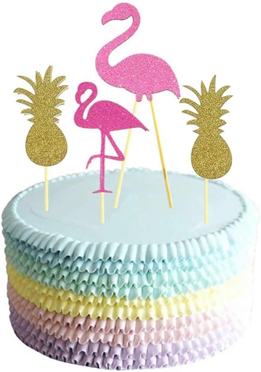 Amazon Com Glitter Pink Flamingo Cake Topper Party Supplies