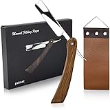 peinat Straight Razor, Wooden Straight Edge Razor for Men Stainless Steel Manual Straight Razor Kit Cutthroat Rosewood Razor 