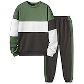 Tainmully Boys Outfits Long Sleeve Color-blocked Sweatshirt Top and Pants 2PCS Clothes for Boys 10-12 Winter Outfits
