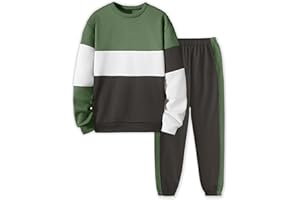 Tainmully Boys Clothes Long Sleeve Color-blocked Sweatshirt Tops and Pants Winter Outfits Kids Clothes Boys for 6-16 Years