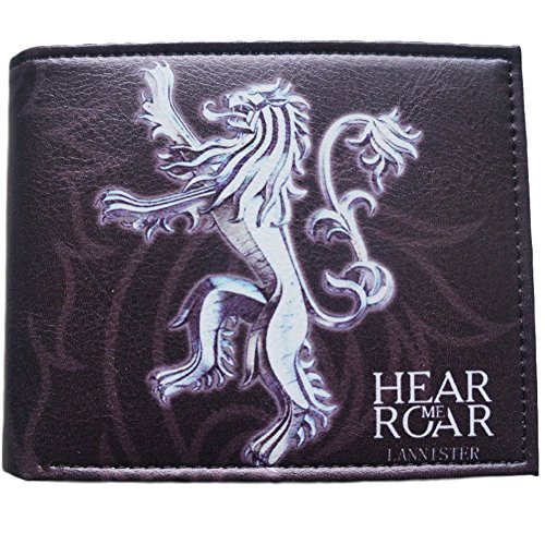Game of Thrones Lannister House Lion "Hear Me Roar" Leather Bi Fold Wallet with Gift Box