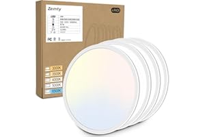 4 Pack 12 Inch LED Flush Mount Ceiling Light Fixtures, Zemty 24W 2640lm LED Ceiling Light, 3000K/3500K/4000K/5000K/6500K 5 Co