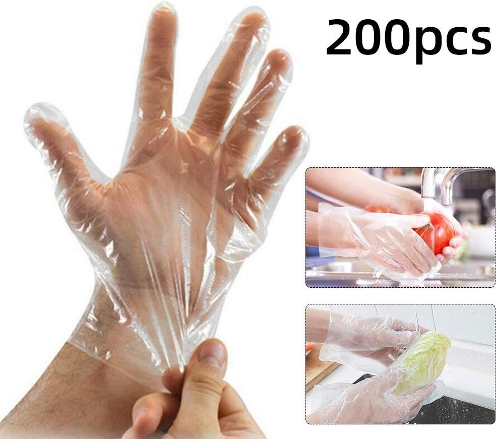 delRICE99ood delRICE99ood Protection,200Pcs Hygiene Hands Protective Disposable Gloves for Kitchen Cooking Cleaning