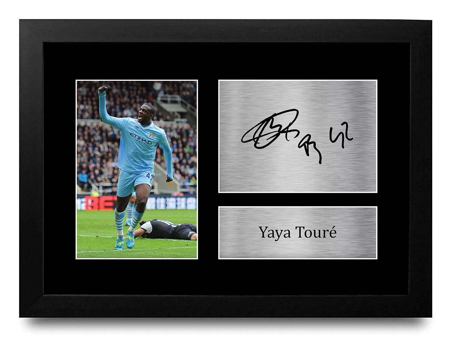 HWC Trading FR A4 Yaya Toure Manchester City Man City Gifts Printed Signed Autograph Picture for Football Fans and Supporters - A4 Framed — image 1