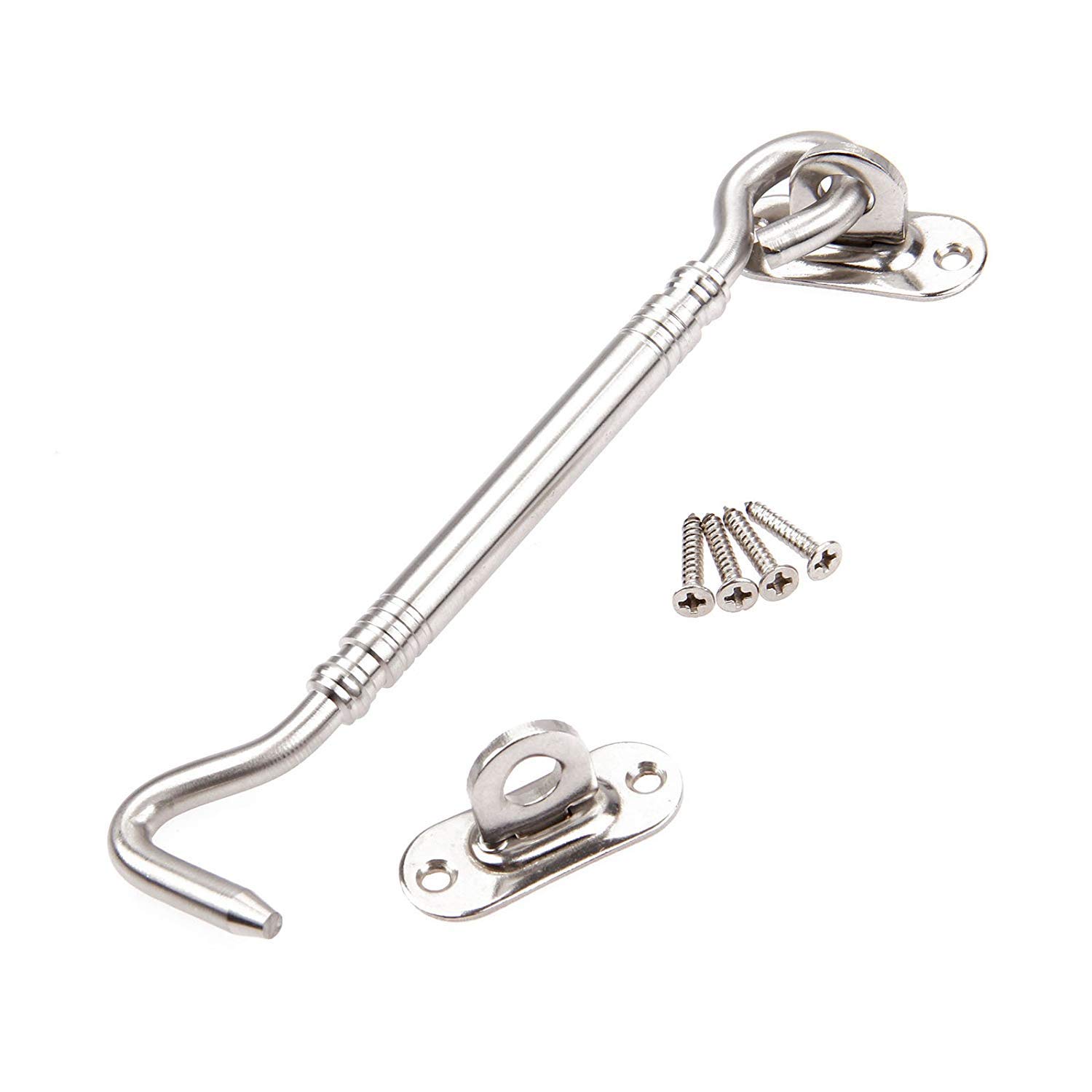 BJ-SHOP Cabin Hook,Cabin Eyes Shelter Locking Door Latch Door Lid Muffler Stainless Steel Bracket for Hangar Door Garage Doors