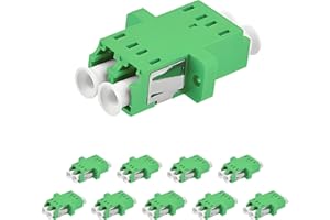 JOVXIAZ 10-Pack LC Fiber Optic Adapter - LC to LC APC Duplex Singlemode Coupler - Green