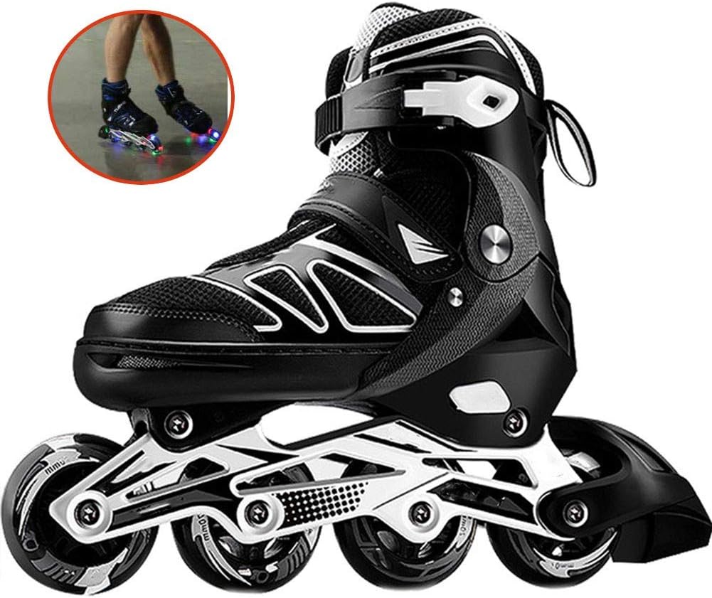 XJBHD Carbon Fiber Inline Skates for Adult Single Row Roller Blades Professional Inline Speed Skating Shoes Beginner Sports Outdoors Recreation Fitness for Men and Women Roller Skates Black-38 to 41