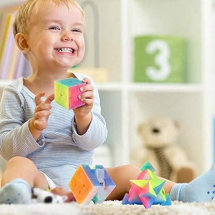 Alician 3x3x3 Funny Jelly Color Magic Cube Puzzle Toy for Infnat Studrnt Stress Reliever