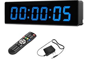 BTBSIGN LED Gym Clock Blue Interval Timer with Remote Control Countdown/Up Wall Clock with Buzzer Stopwatch Fitness Home Garage