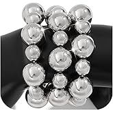 Annpro Chunky Bracelets Set for Women,Big Round Ball Beaded Elastic Bracelets Charm Trendy Stackable Stretch Bracelet Vintage Punk Jewelry