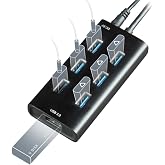 Rebuff Reality USB Hub 3.0 - 7-Port USB Hub with One Smart Charging Port, Supports Vive Tracker 3.0 2.0 &amp; Other VR Dongles, Data Transfer for VR Trackers, MacBook, iMac, PC - Black, 31.5-inch Cable