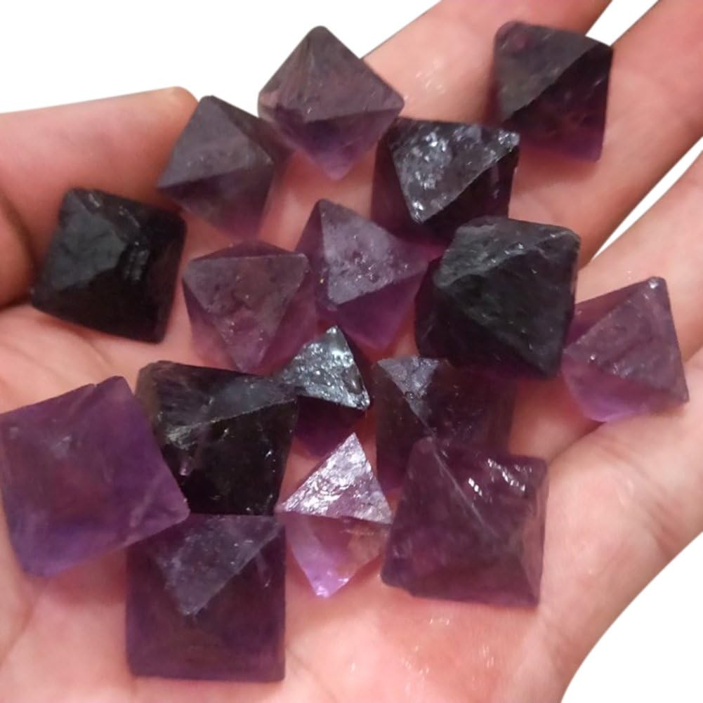 aisanshi 1/2 lb Natural Green/Purple Fluorite Octahedron Rhombus Crystals Raw Gemstone Ornament for Cabbing,Cutting,Lapidary,Tumbling,Polishing,Wire Wrapping,Wicca and Reiki Crystal Healing