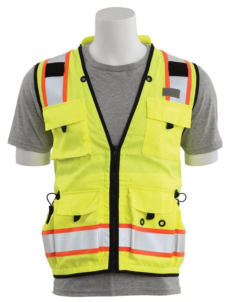 ERB Heavy Duty Class 2 Mesh Surveyor Safety Vest with Pockets Yellow