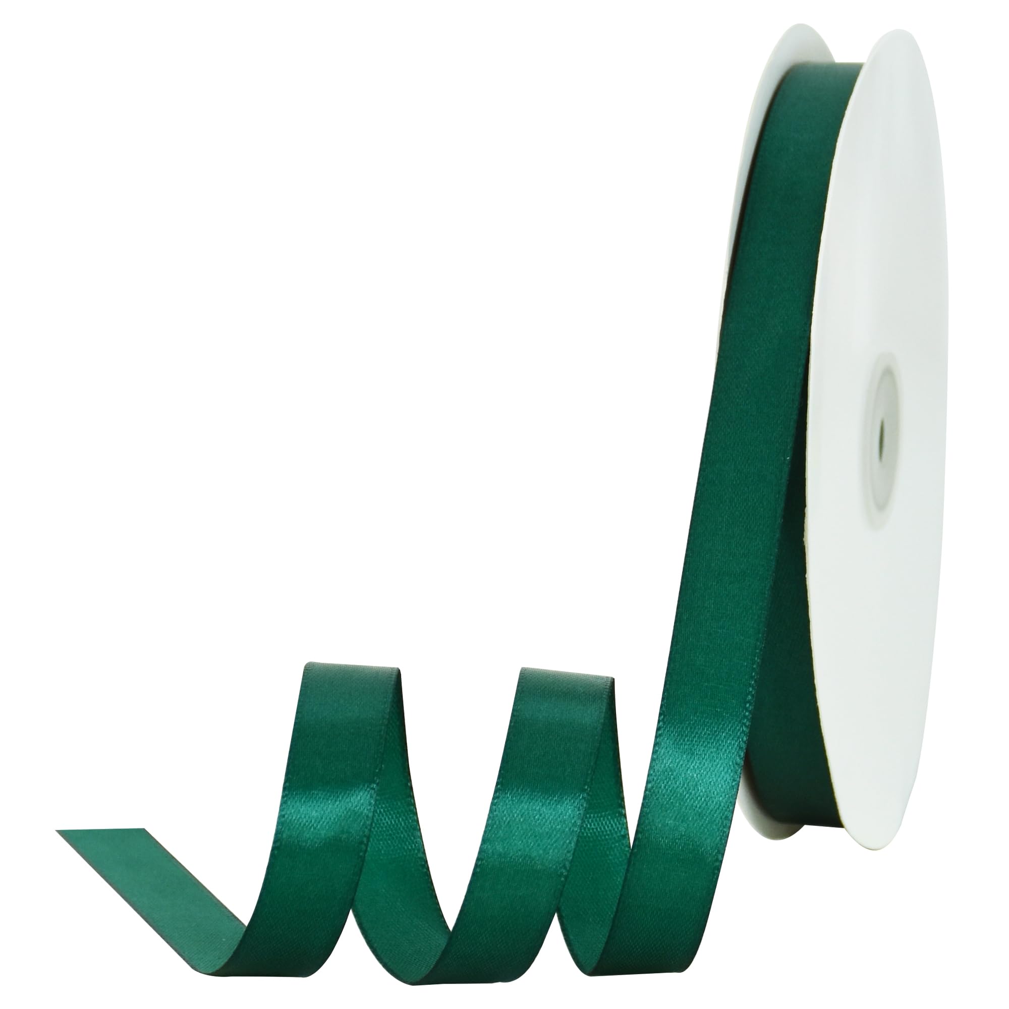 TONIFUL 5/8 Inch x 100yds Christmas Green Satin Ribbon Thin Solid Frabic Ribbons for Sewing, Craft, Bows Making, Gift Wrapping, Invitation Cards, Wedding Party Valentine's Decor