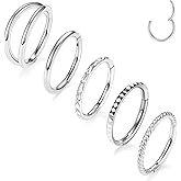 PEAKLINK 18G 16G Nose Hoop Rings Helix Cartilage Conch Earrings Surgical Steel Septum Jewelry Daith Rook Tragus Lip Lobe Nose Piercings 6 8 10mm