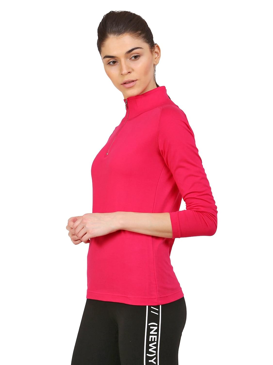 ap'pulse women's 1/4 zip hi neck tshirt