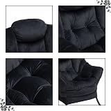 HollyHOME Armchair With Footstool Velvet Black Steel Frame 500lbs view 4