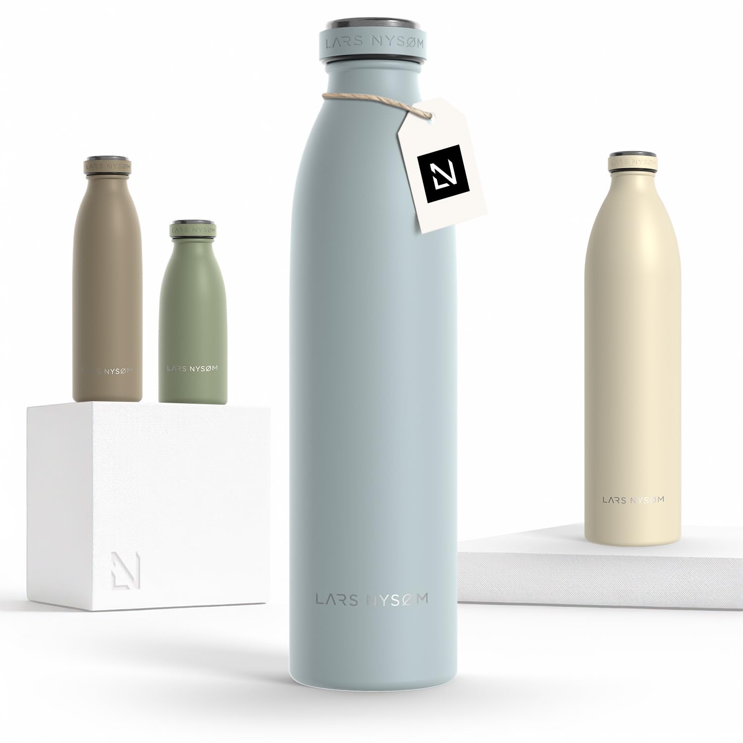 LARS NYSØM Stainless Steel Insulated Water Bottle 350ml, 500ml, 750ml, 1L, 1 5 Liter | Insulated Thermo Flask for Hot and Cold Beverages | Leakproof Drinking Bottle (Sky Blue, 750ml)
