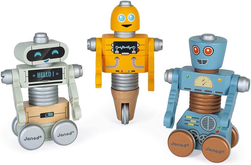 Janod - Brico'kids Wooden Robots - Construction Toy - Teaches Fine Motor Skills and Imagination - Ages 3 and up - J06473 - Image 3