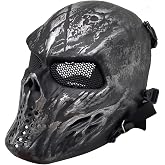 Fanjin Tactical Mask Skull Full Face Masks, Airsoft Mask, for Halloween Cosplay Party CS Survival Games Shooting