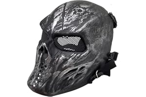 Fanjin Tactical Mask Skull Full Face Masks, Airsoft Mask, for Halloween Cosplay Party CS Survival Games Shooting