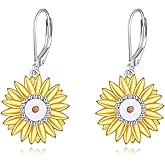 925 Sterling Silver Mustard Seed Earrings for Women Hypoallergenic Sunflower Drop Earrings Gift for Her