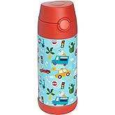 Snug Insulated Kids Water Bottle with Straw & Spout – Double-Wall Stainless Steel, Leakproof, Easy-Flip Lid – For School, Travel, Toddlers & Big Kids - Cars, 12oz