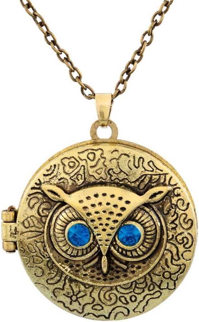 Large Owl Bird Steampunk Locket Pendant Necklace Gold with Antique Look and Feel by Pashal