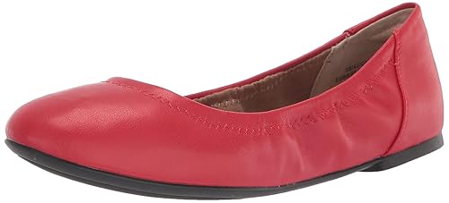 Amazon Essentials Women's Belice Slip On Ballet Flat, Bright Poppy Red, 13 Wide