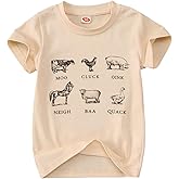 MODNTOGA Baby Boy Farm Shirt Short Sleeve Animals Graphic T-Shirt Kids Boy Cow Tops Toddler Funny Letter Print Tees