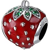 ABAOLA Strawberry Charm 925 Sterling Silver Fruits Charm Beads for Charms Bracelet & Necklace