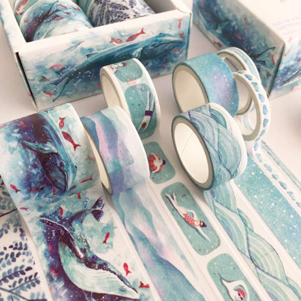 Qiuxiaoaa 8 Piezas Hojas Verdes Cactus Journal Washi Tape Cinta