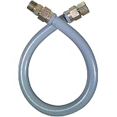 Dormont 41 Series High BTU Coated Gas Connector Kit, Steel, 1" x 24", 3/4" | 304 Stainless, Gray PVC Coating, No-Neck Design, 3/4" MIP X FIP, Boilers, Generators, Pool Heaters, CSA Certified