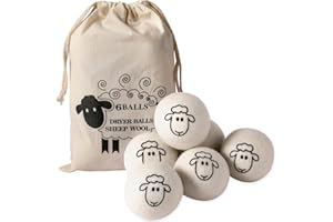 Wool Dryer Balls-Natural Fabric Softener and Pet Hair Remover - Reusable, Eco-Friendly Laundry Helper-Reduce Drying Time (6pc