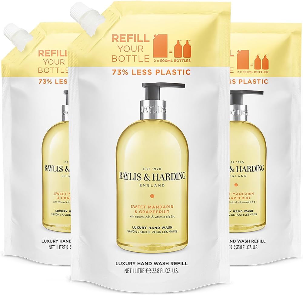 Baylis & Harding Sweet Mandarin & Grapefruit Hand Wash 1 Litre Refill Pack of 3