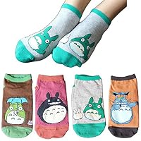 Cute Cartoon Totoro Design Breathable Cotton Women Casual Ankle/Boat Short Socks (Color 2 (4pairs))