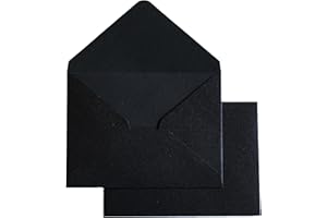 PONATIA 50 Pack A1 Envelopes, 3 5/8 x 5 1/8'' Black Envelopes Perfect for Weddings Cards, RSVP Cards, Gift Cards Envelopes, Greeting Cards, Thank You Notes, Photos and any 3.5x5" inserts