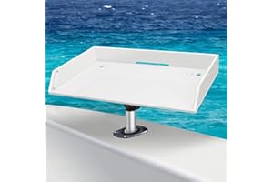 TOP SOJOURN Boat Cutting Board, Bait Cutting Board with 360°Adjustable Rotational Stopper Rod Holder Mount Plier Storage and Knife Slot with Scale Fishing Cleaning Table, Boat Fish Cleaning Station. (boat cutting board)