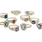 YITANA Fashion Wholesale Lots Bulk Rings Colorful Rhinestone Ring for Boutique Resale (5PCS)
