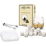 Whiskey Stones Gift Set - 10 Chilling Rock and Tongs - FDA Approved Soapstone for Drink Whiskey Wine