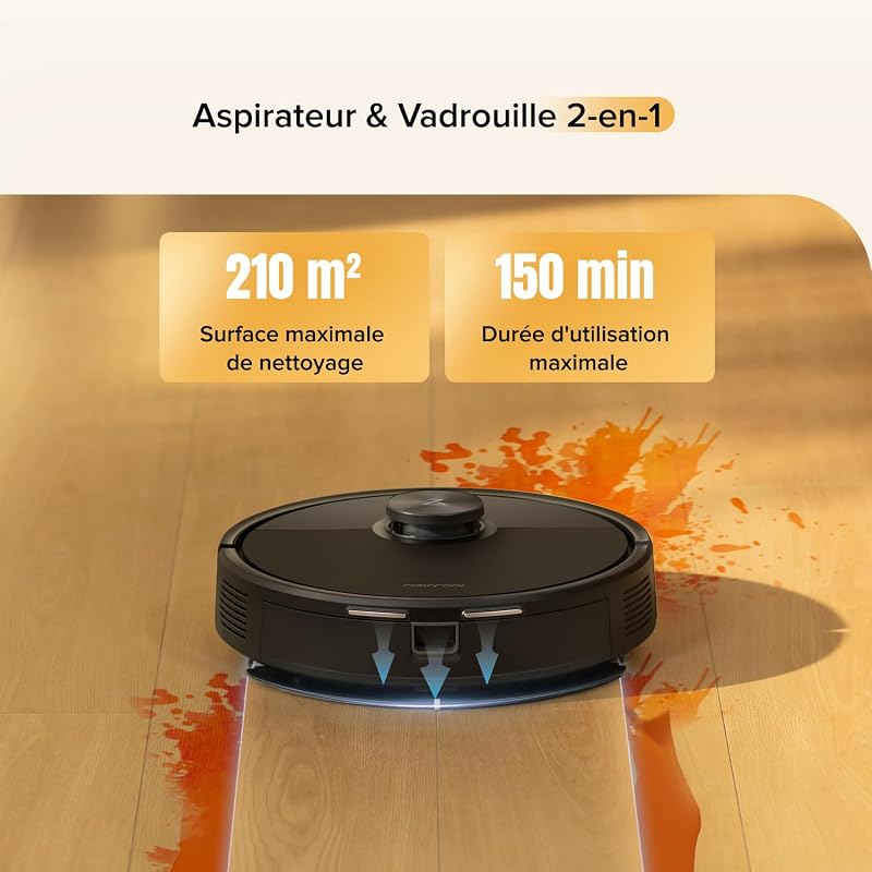 Q7 M5 Set Aspirateur Robot Laveur 10 000 Pa,Noir