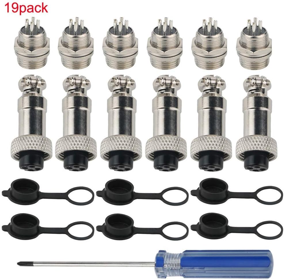 RUNCCI-YUN 18PCS Aviation Connector Plug, 12MM4 Pin Female Metal Aviation Wire Connectors 5A + 12MM Thread 4 Pin Male Metal Aviation Wire Connectors 5A + Rubber Protector Cap - Image 4