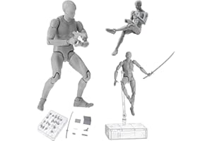Haniforever Artists Manikin Drawing Figure Mannequin,Cool Action Figure Stop Motion Figure with Joints,Art Drawing Model Human Body for Sketching Supplies,Painting,Artists,Decoration(Grey Male)