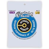Martin Authentic Acoustic Guitar Strings, Superior Performance Custom Light 11-52, 80/20 Bronze