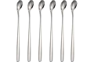 Stainless Steel Iced Tea Spoons Set of 6 Cocktail stir sticks Spoons Bar Spoon for Cold Drinks