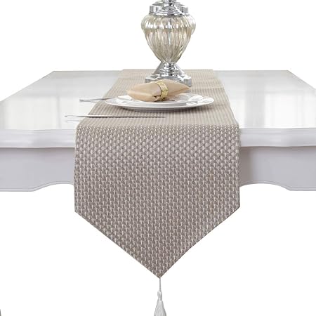 Beige Tisser Chemin De Table Mariage Tassel Decoration 33cm X