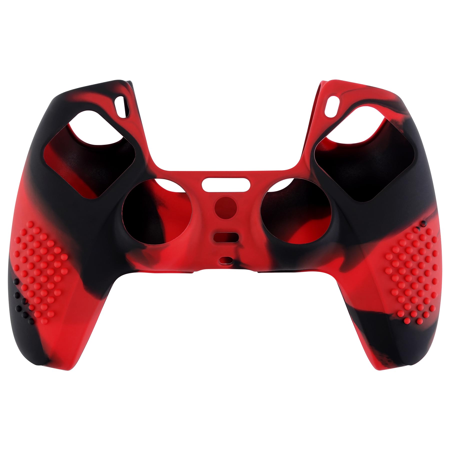 eXtremeRate PlayVital 3D Studded Edition Anti-Slip Silicone Cover Skin for ps5 Controller, Soft Rubber Case Protector for ps5 Wireless Controller with Thumb Grip Caps - Red & Black